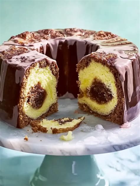 Schoko Zitronen Marmorkuchen Struktur und Anschnitt