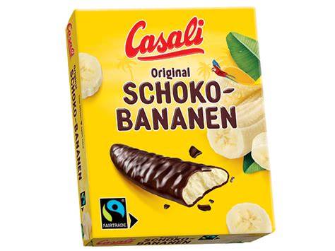 Schoko-Bananen mit Erdnusskernen