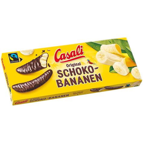 Schoko-Bananen von Casali: Produkt und FAIRTRADE-Siegel