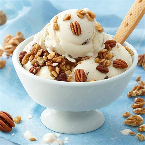 Schoko-Bananen-Porridge in einer weißen Schüssel mit Nüssen und Früchten dekoriert
