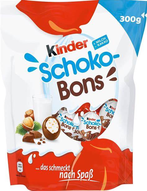 Schoko-Bons Packungen und Größenvergleich (125 g, 200 g, 300 g, Aktionspackungen)
