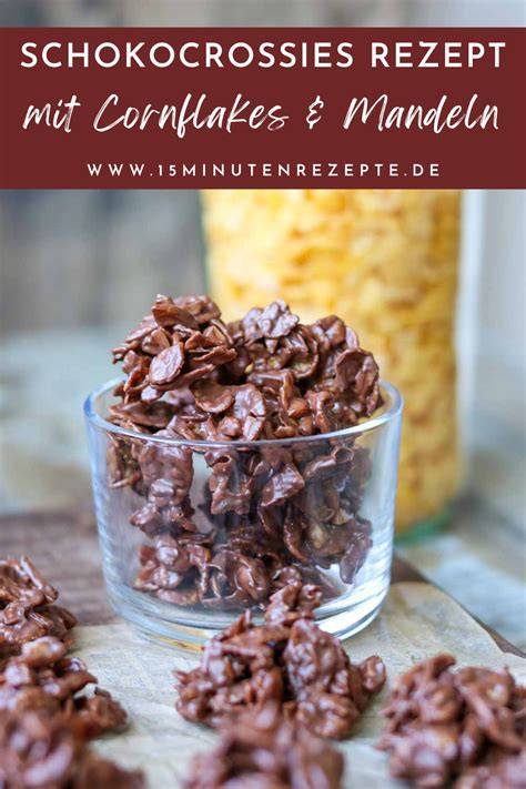 Schoko-Crossies und Zutaten: Cornflakes, Mandeln, Schokolade