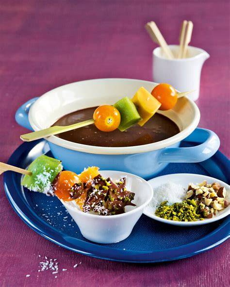 Schoko-Fondue mit Früchten