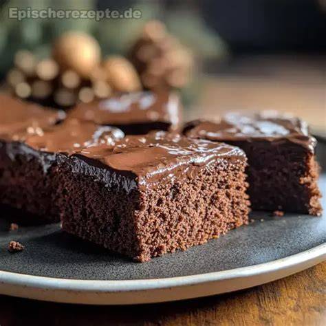Schoko-Gewürzkuchen auf einem Blech mit Schokoglasur