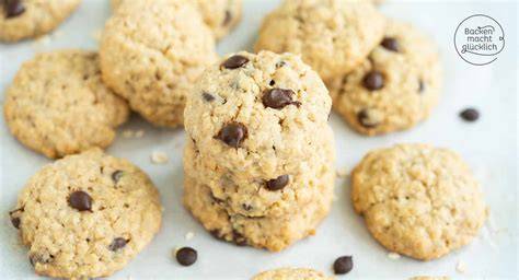 Schoko-Haferflocken-Cookies auf Backblech