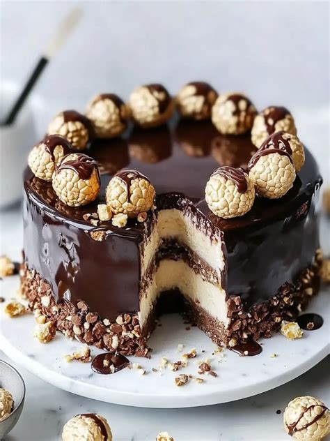 Schoko-Haselnuss-Torte mit Ferrero Rocher und Blaubeeren