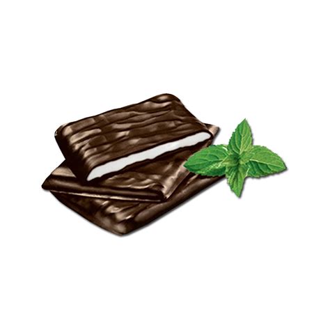 Schoko-Minz-Käsekuchen, serviert mit Minzblättern und After Eight Täfelchen