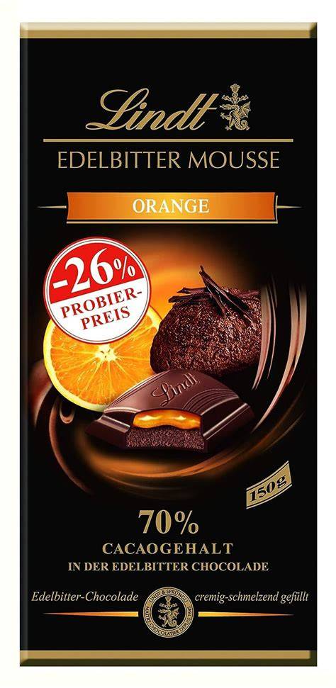 Schokolade mit Orangenfüllung und Mousse au Chocolat