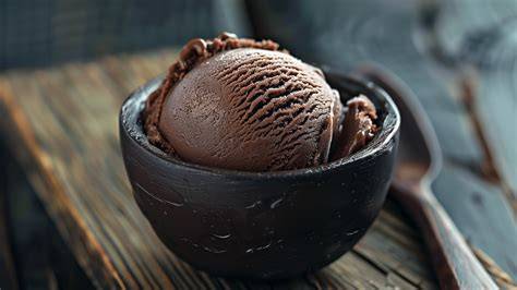 Schokoladen Sorbet in Schale mit Schokoladenraspeln