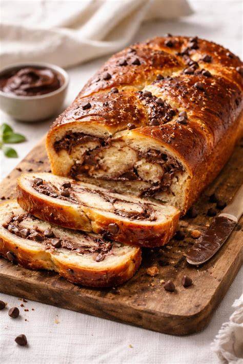 Schokoladen-Babka angeschnitten mit sichtbaren Schichten