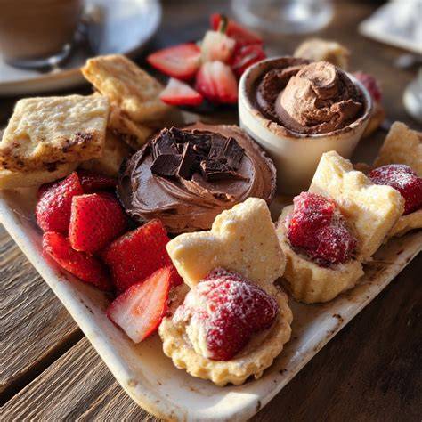 Schokoladen-Dekor auf einer Dessertplatte