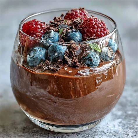 Schokoladen-Olivenöl-Mousse mit Beeren