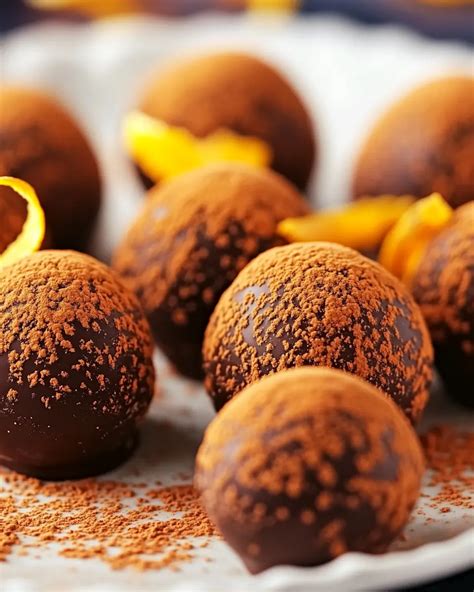 Schokoladen-Trüffel mit Orange - Zutaten und Endprodukt