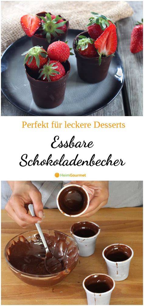 Schokoladenbecher mit Erdbeer-Mascarpone-Füllung