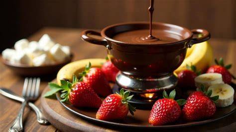 Schokoladenfondue und Früchte