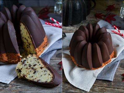 Schokoladenglasur mit Smarties auf Gugelhupf