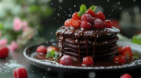 Schokoladenkuchen mit Nüssen und Früchten dekoriert