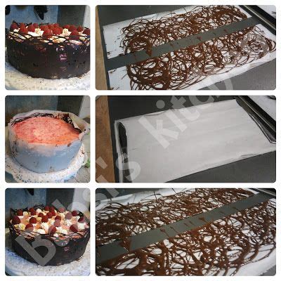 Schokoladenrand mit Backpapier an Torte