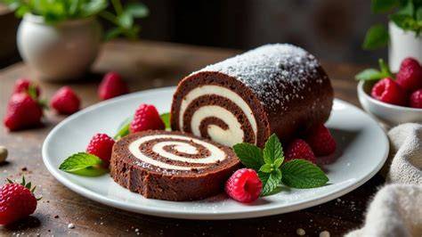 Schokoladenroulade mit Deko