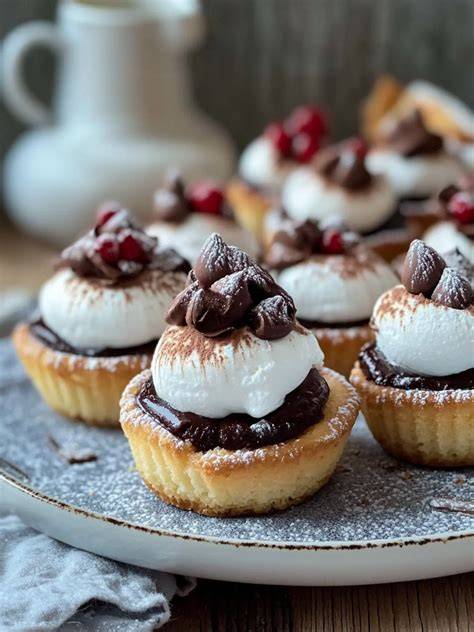 Schokoladentörtchen mit Portwein - Dessertpräsentation