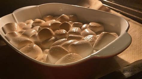 Schokoladenteigzubereitung und Marshmallows als Zutaten, Backform vorbereitet für den Ofen