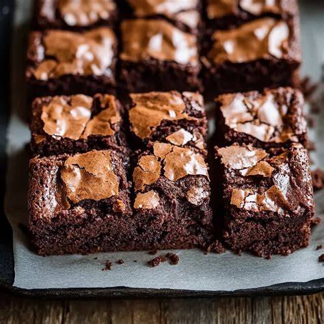 Schokoladige Brownies: Zutaten-Schichtung und fertige Stücke