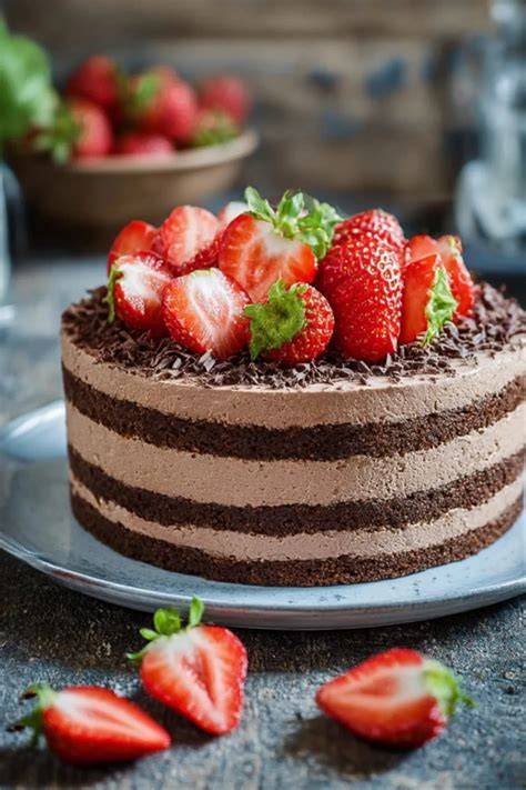 Schokomousse-Torte mit Erdbeeren: Schichtung und Vorbereitung