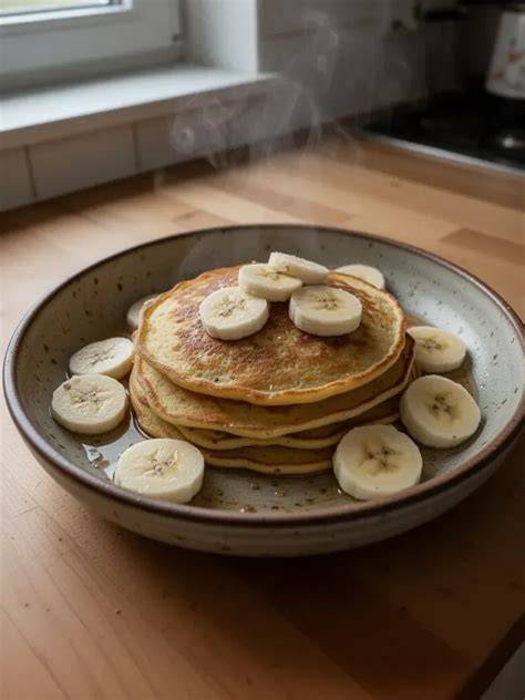 Schokosauce mit Ahornsirup auf Bananenpfannkuchen