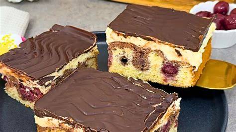 Schokoschnitten auf dem Blech mit Schokoladenguss