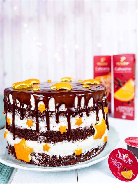 Schokotorte mit Orangencreme und Schoko-Drip