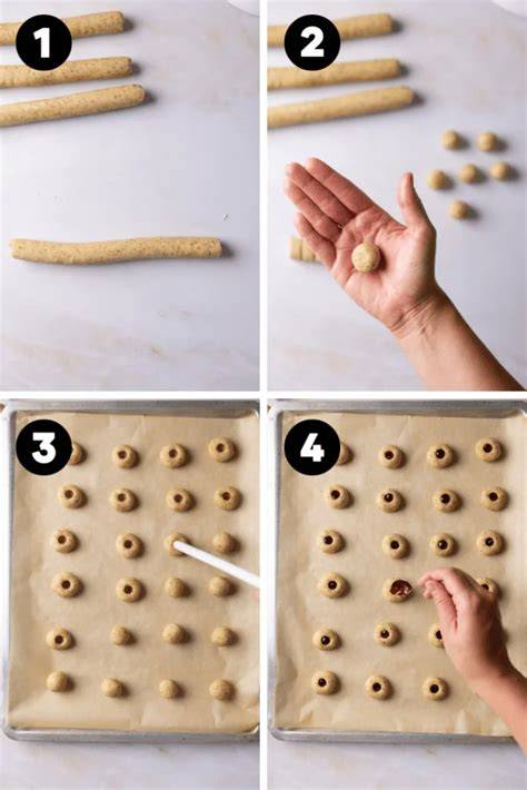Schritt für Schritt: Kugeln rollen, Mulden drücken, füllen und backen