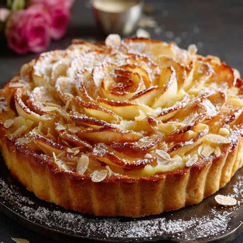 Schritt-für-Schritt: Apfelrosen auf Vanillecreme setzen