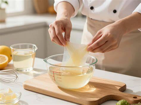 Schritt-für-Schritt: Blattgelatine einweichen und auflösen
