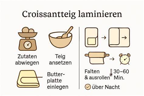 Schritt-für-Schritt Übersicht der Croissant-Herstellung