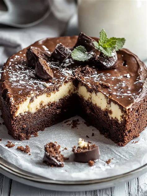 Schritt-für-Schritt Brownie Boden und Käsekuchenfüllung
