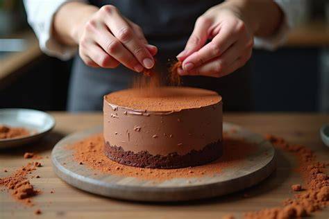 Schritt-für-Schritt Dekoration einer Mousse au Chocolat-Torte