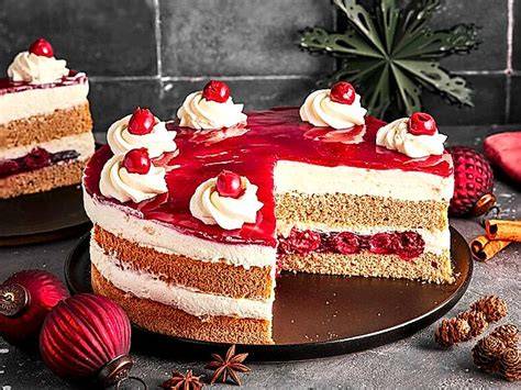 Schritt-für-Schritt Grafik: Füllung und Schichten einer Glühweintorte