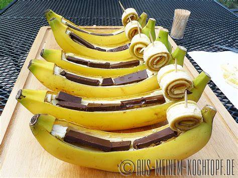 Schritt-für-Schritt Herstellung von Schokobananen am Grill