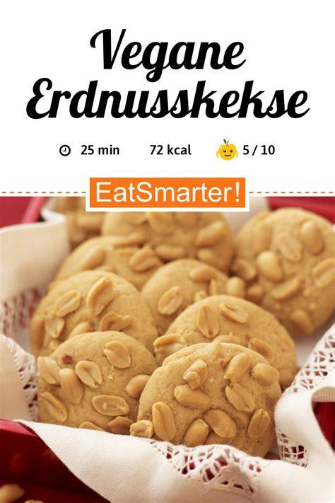 Schritt-für-Schritt Infografik: vegane Erdnusskekse aus einer Schüssel