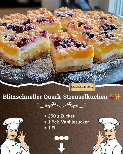 Schritt-für-Schritt Zubereitung: Zutaten, Teig, Eischnee, Obst