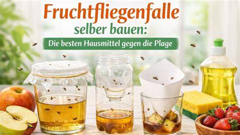 Schritt-für-Schritt-Bau einer Fruchtfliegenfalle mit Marmelade im Schraubglas