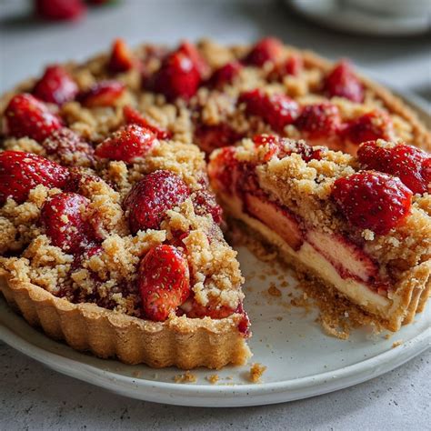 Schritt-für-Schritt-Bild: Zusammensetzen der Tarte - Boden, Füllung, Streusel