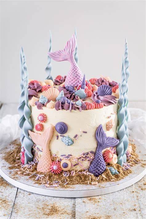 Schritt-für-Schritt-Dekoration einer Meerjungfrauen-Torte