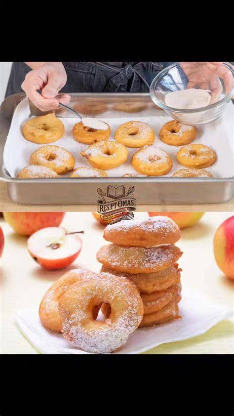 Schritt-für-Schritt-Fotocollage: Schneiden, Einfrieren, Teig, Frittieren, Abtropfen, Bestäuben