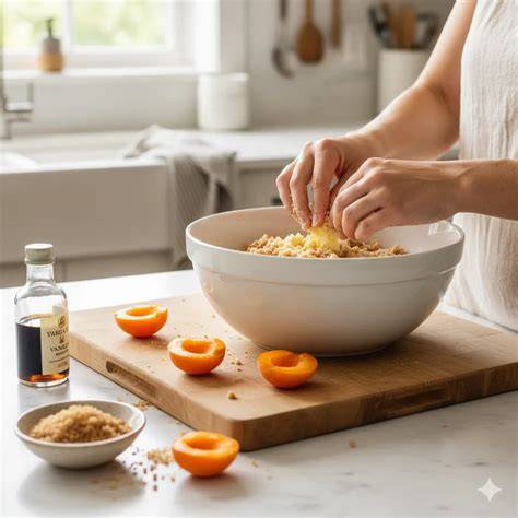 Schritt-für-Schritt-Fotos: Einweichen der Aprikosen, Formen, Backen, Glasieren