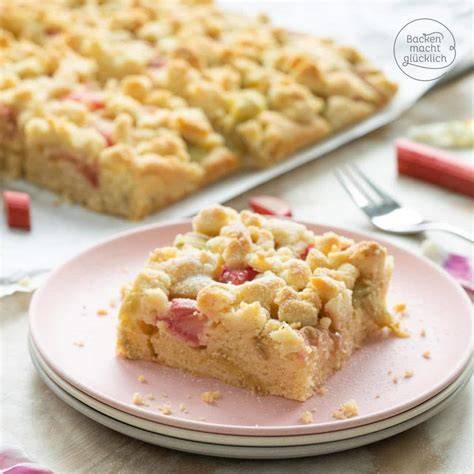Schritt-für-Schritt-Fotos: Mürbeteig, Quark-Vanillecreme, Rhabarber, Streusel, Backofen