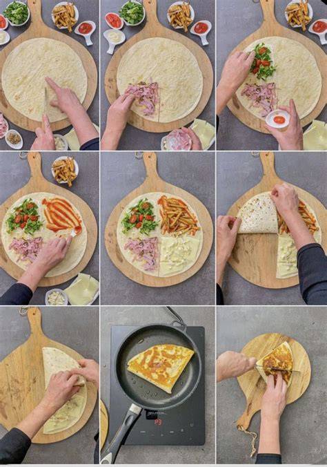 Schritt-für-Schritt-Fotostreifen: Backen, Stürzen, Abziehen, Füllen, Rollen