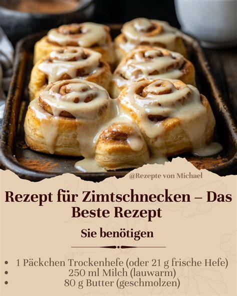 Schritt-für-Schritt-Infografik Zimtschnecken Thermomix: Teig, Füllung, Formen, Backen, Glasur