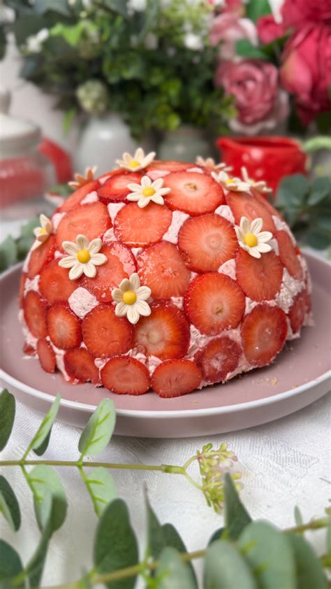 Schritt-für-Schritt-Schema: Aufbau einer Erdbeer-Kuppeltorte in der Schüssel