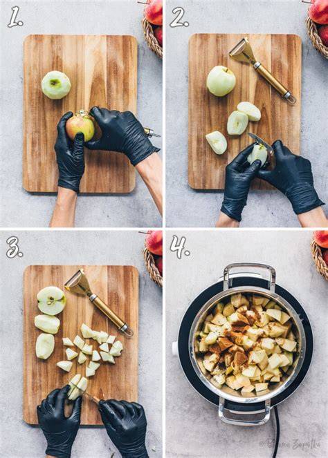 Schritte: Äpfel schneiden und Pudding kochen